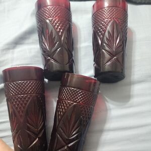 Elegant VINTAGE LUMINARC - CRISTAL D'ARQUES Ruby Red Glass Tumblers Set Of 4